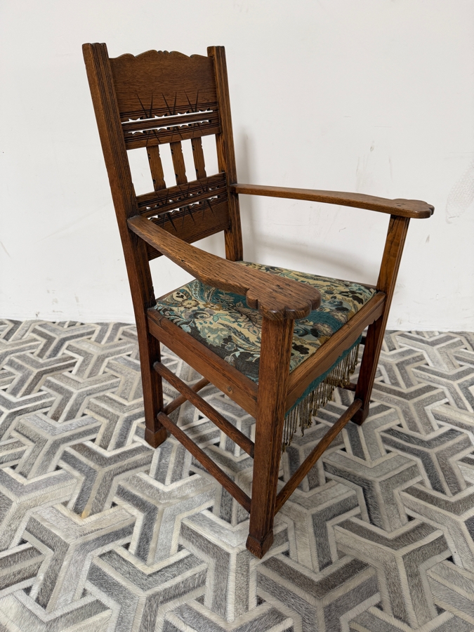  Antique Oak Arts & Crafts Movement Armchair 27W X 22D X 40H [Photo 6]