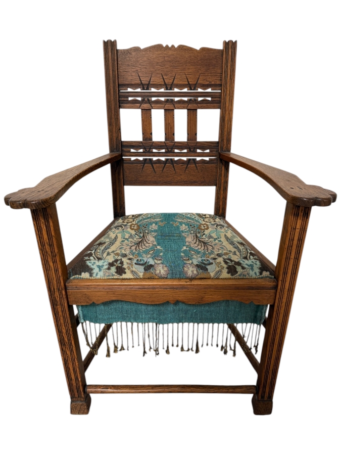  Antique Oak Arts & Crafts Movement Armchair 27W X 22D X 40H