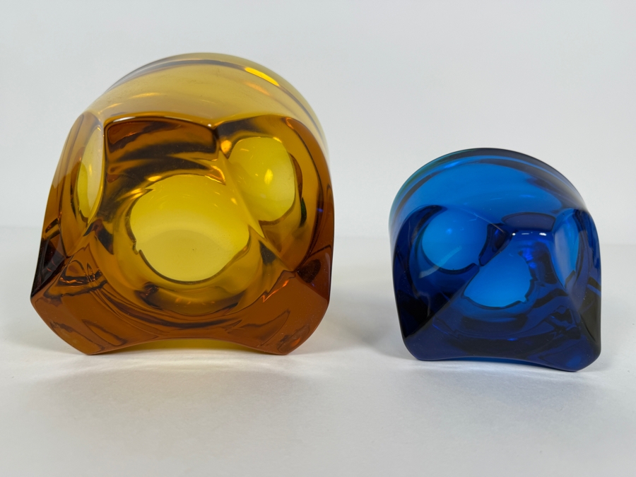 Pair Of Vintage Viking Art Glass Tripod Orb Ashtrays 5.5W & 4W [Photo 6]