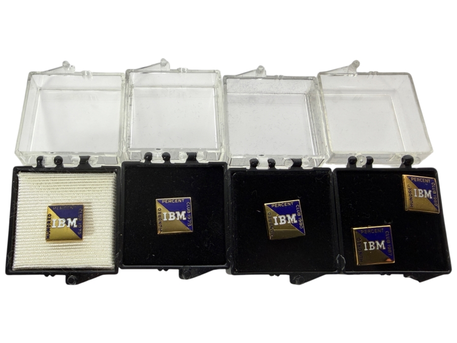 (5) IBM Hundred Percent Club Pins From 1978 1979 1980 1987 1989