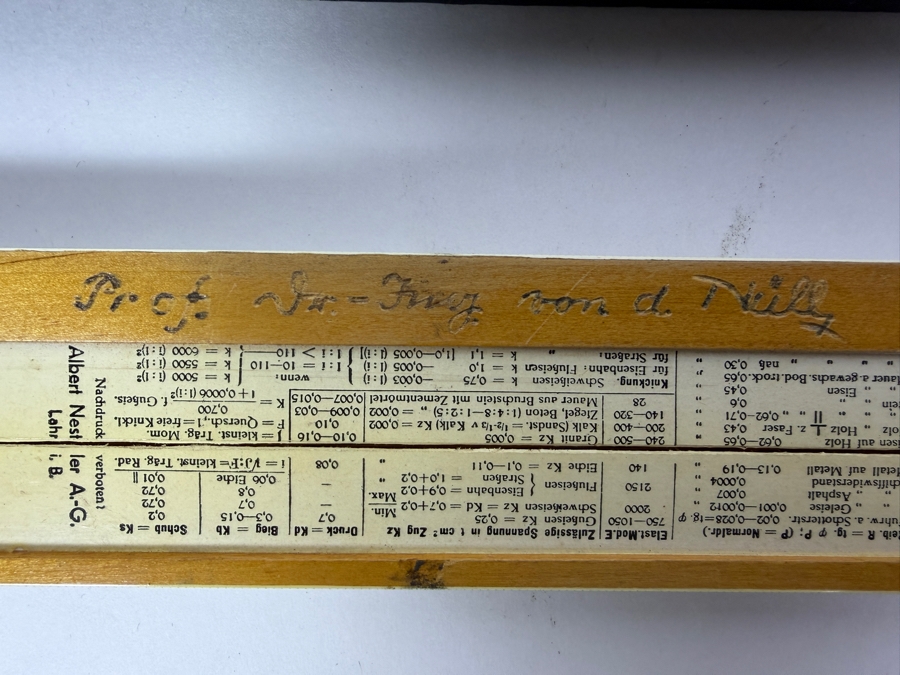 Dr. Werner Theodor von der Nuell's (A Genius Who Revolutionized Modern Day Turbochargers) Personal Albert Nestler Slide Rule System Rietz [Photo 2]