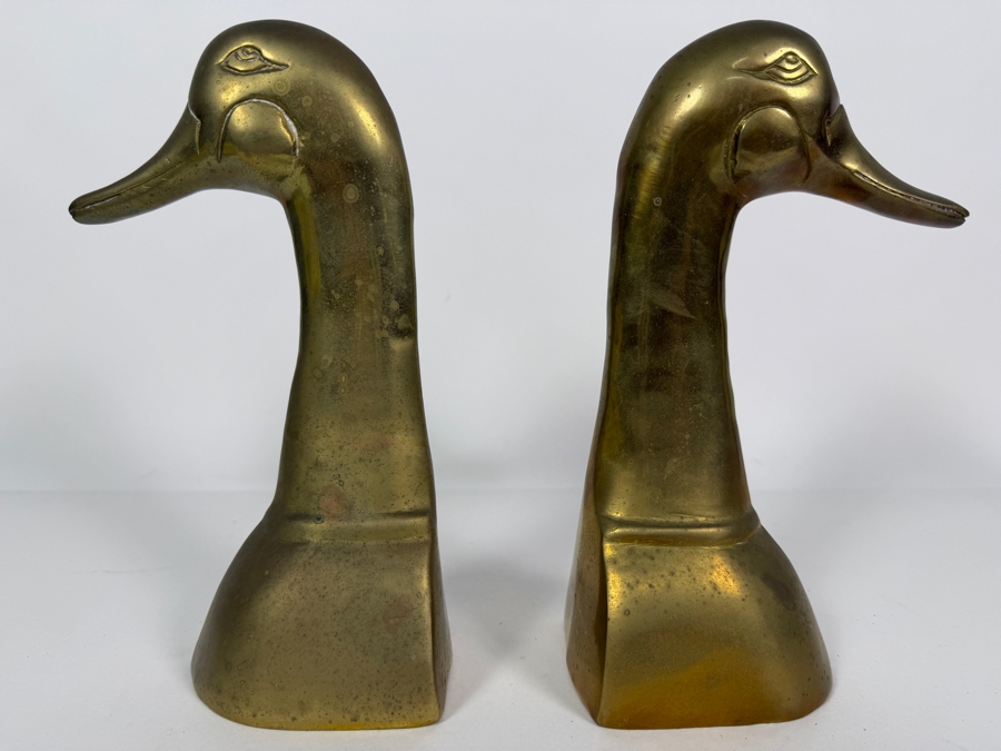 Pair Of Solid Brass Duck Bookends Made In India 9H [Photo 2]