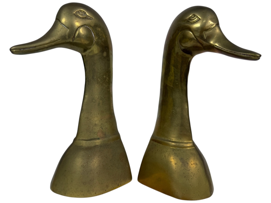 Pair Of Solid Brass Duck Bookends Made In India 9H