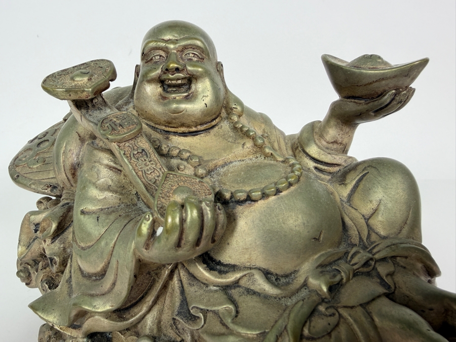 Metal Feng Shui Laughing Buddha Figurine 10W X 6H [Photo 3]