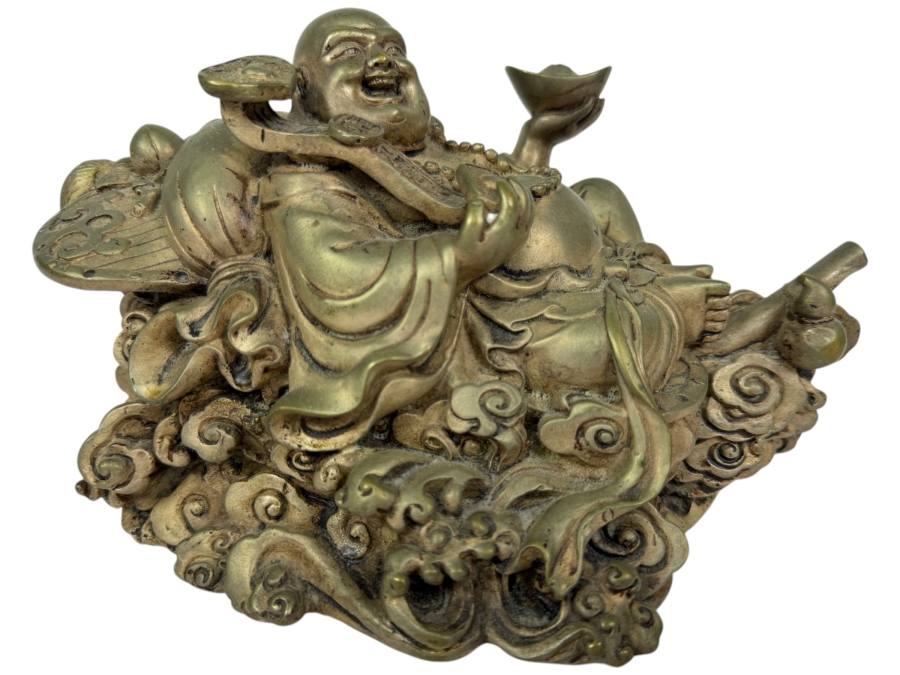 Metal Feng Shui Laughing Buddha Figurine 10W X 6H