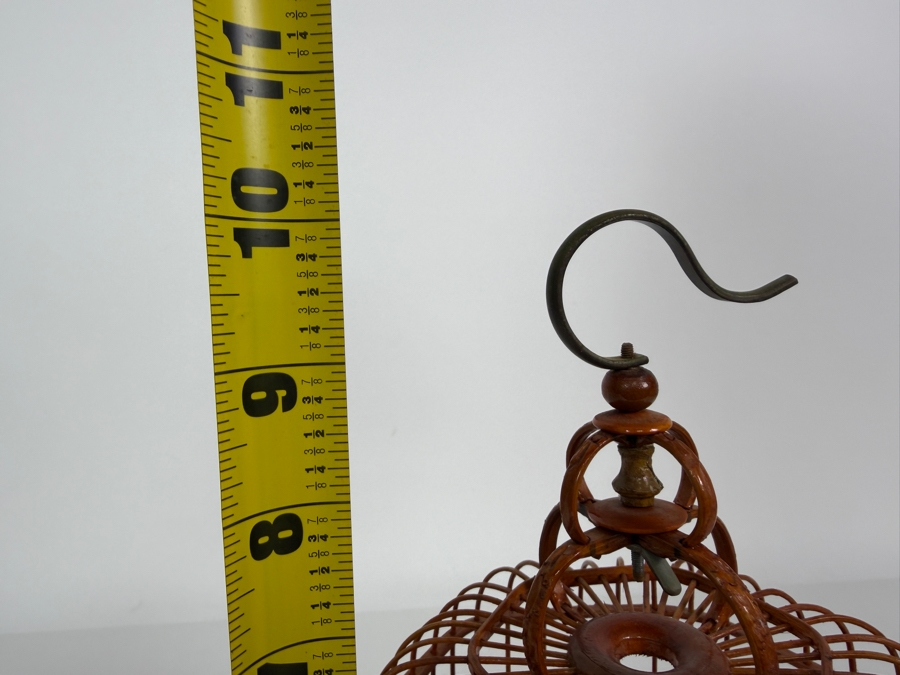 Small Vintage Chinese Bamboo And Wood Bird Cage 10H [Photo 9]