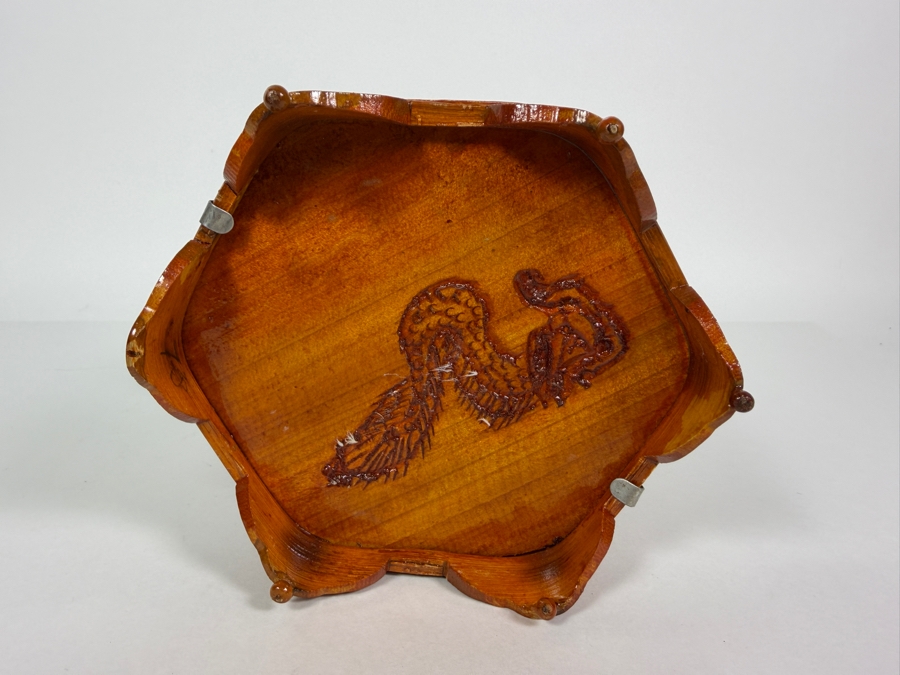 Small Vintage Chinese Bamboo And Wood Bird Cage 10H [Photo 8]