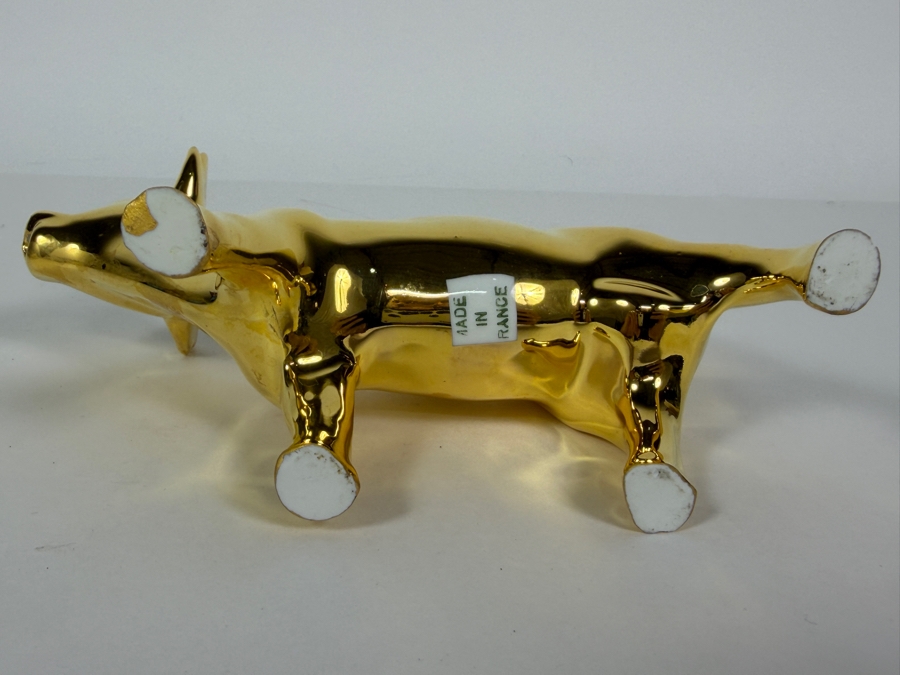  Chamart France Porcelain Cow Creamer With A 22K Gold Plated Finish 7W X 4.5H [Photo 3]
