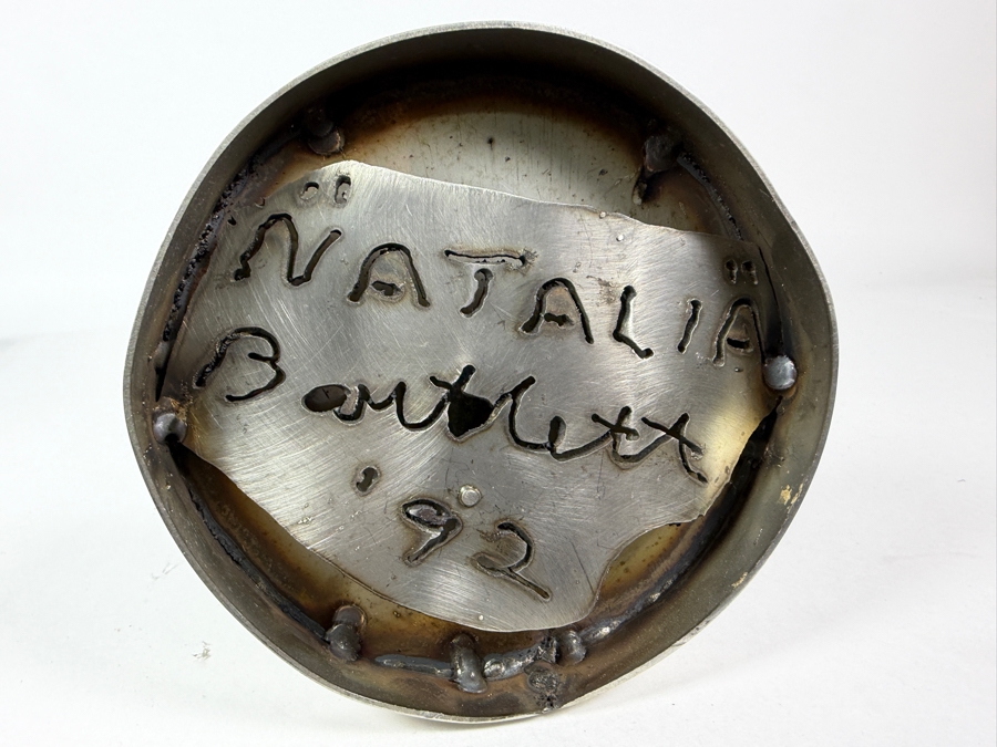 Vintage 1992 Natalia Bartlett Signed Abstract Brutalist Metal Dancer Sculpture, 22'H [Photo 6]