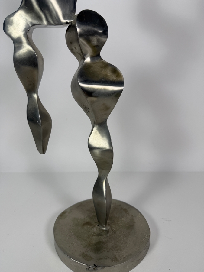 Vintage 1992 Natalia Bartlett Signed Abstract Brutalist Metal Dancer Sculpture, 22'H [Photo 4]