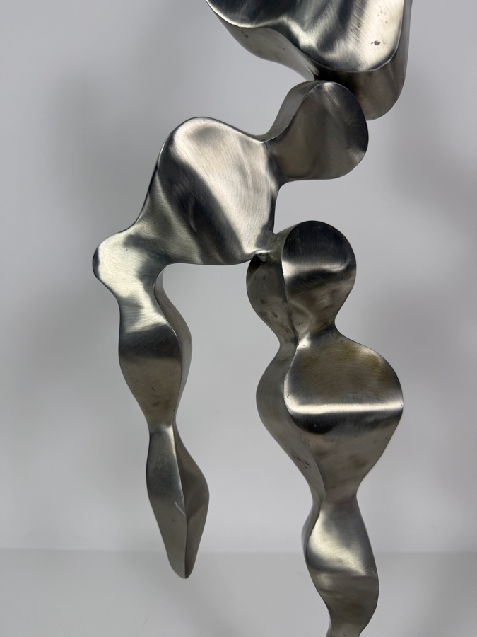 Vintage 1992 Natalia Bartlett Signed Abstract Brutalist Metal Dancer Sculpture, 22'H [Photo 3]