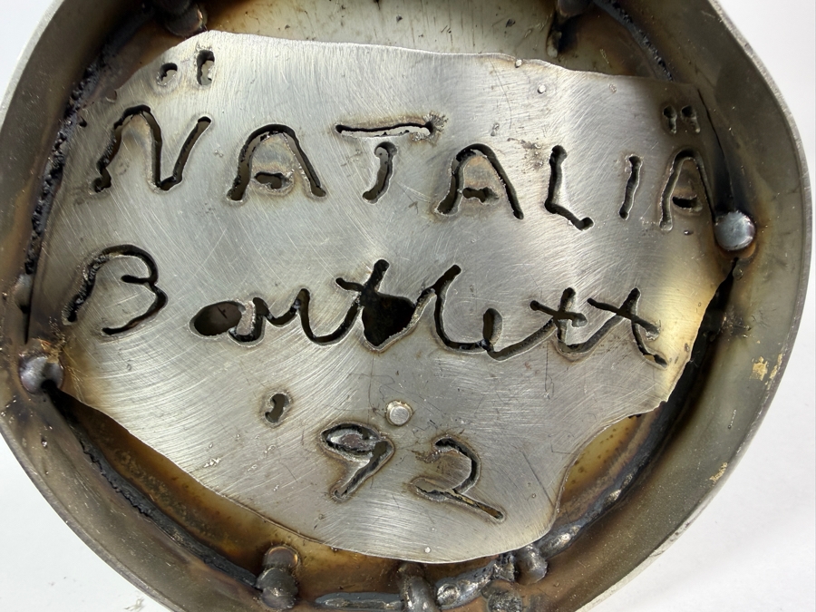 Vintage 1992 Natalia Bartlett Signed Abstract Brutalist Metal Dancer Sculpture, 22'H [Photo 7]