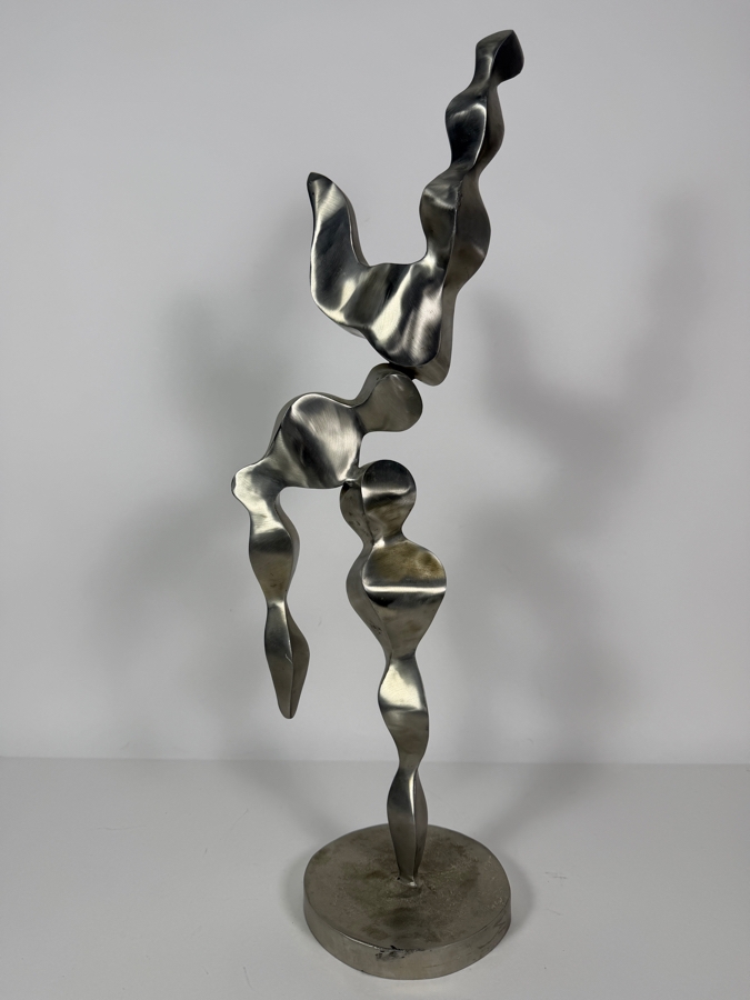 Vintage 1992 Natalia Bartlett Signed Abstract Brutalist Metal Dancer Sculpture, 22'H [Photo 2]