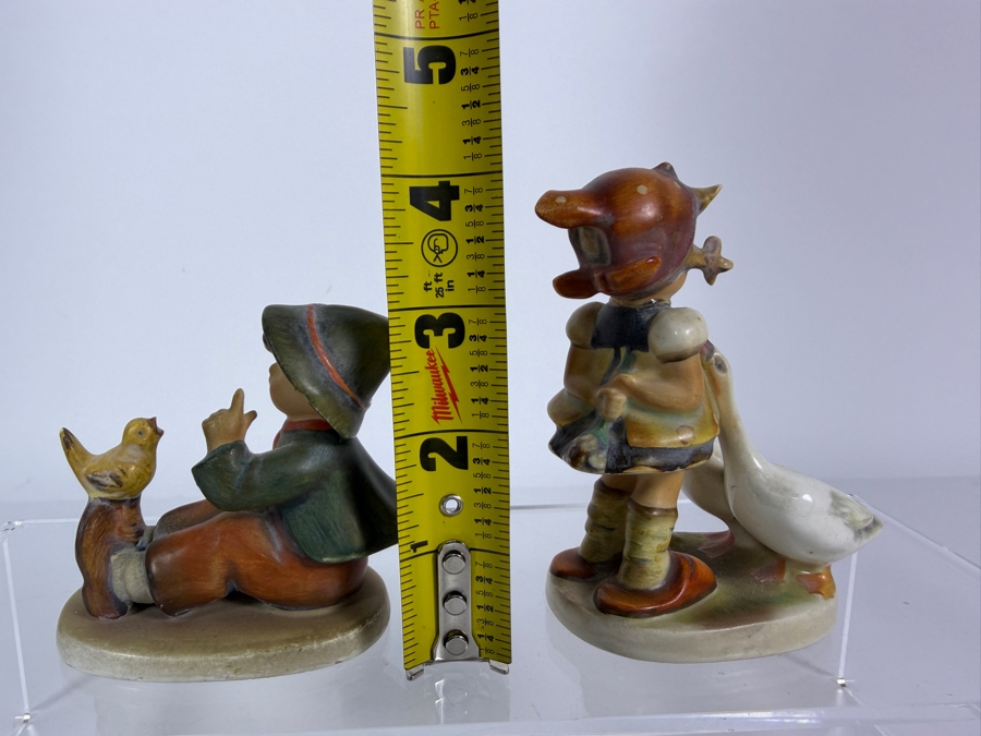 Vintage Goebel Hummel Style Wayside Harmony Boy And Goose Girl Ceramic Figurines Pair 3' - 4'H [Photo 7]