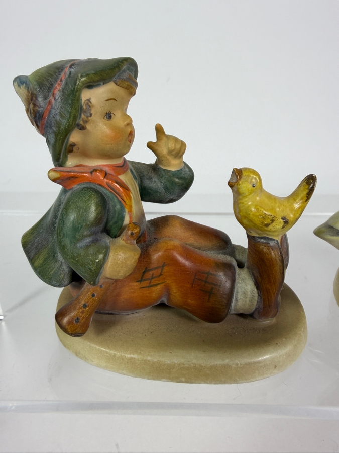 Vintage Goebel Hummel Style Wayside Harmony Boy And Goose Girl Ceramic Figurines Pair 3' - 4'H [Photo 3]