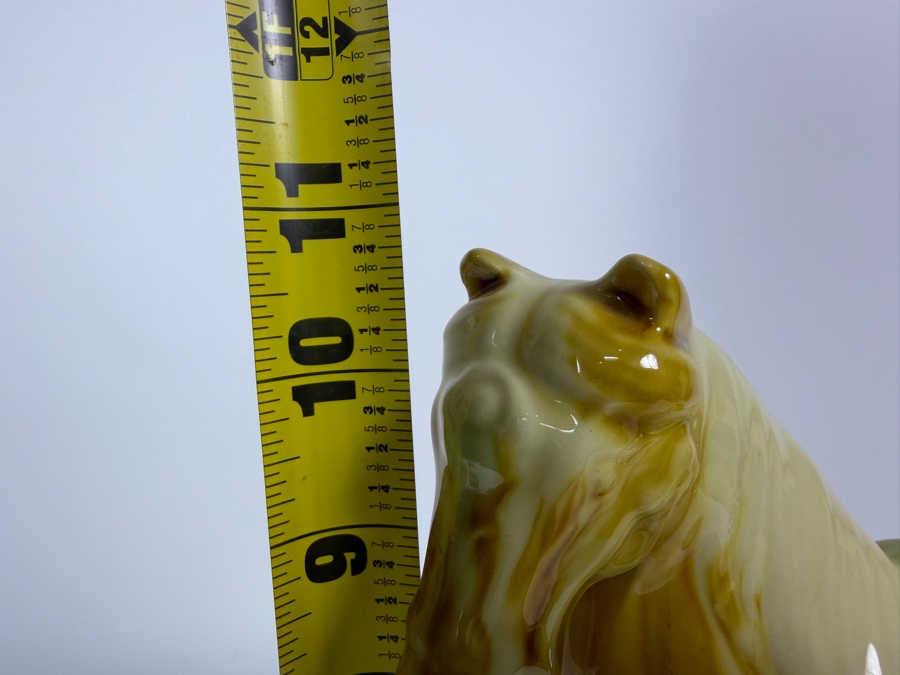 Vintage Chinese Tang Dynasty Style Sancai Amber Green Glaze Porcelain Horse Figurine 10.5'H [Photo 7]