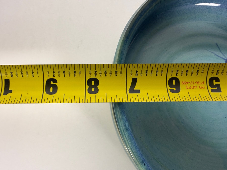 Vintage Clearwater Pottery Turquoise Teal Glazed Dragonfly Ceramic Bowl, 7.5'W [Photo 5]