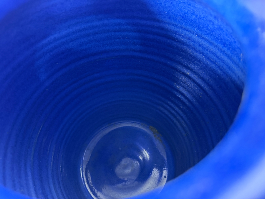 Handmade Signed Artisan Cobalt Blue Drip Glazed Studio Art Pottery Stoneware Vase, 11'H [Photo 8]
