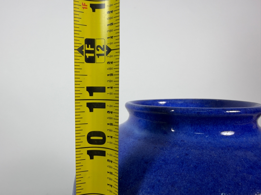 Handmade Signed Artisan Cobalt Blue Drip Glazed Studio Art Pottery Stoneware Vase, 11'H [Photo 7]