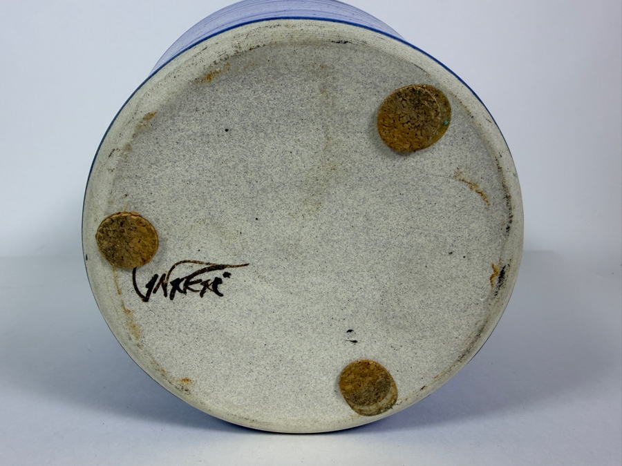 Handmade Signed Artisan Cobalt Blue Drip Glazed Studio Art Pottery Stoneware Vase, 11'H [Photo 5]