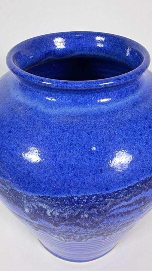 Handmade Signed Artisan Cobalt Blue Drip Glazed Studio Art Pottery Stoneware Vase, 11'H [Photo 3]