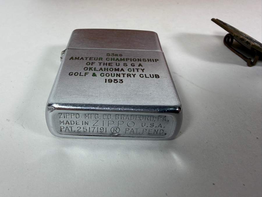 Vintage 1953 USGA Amateur Championship Zippo Lighter Oklahoma City Golf Country Club With 1952 1953 Medals Lot [Photo 4]