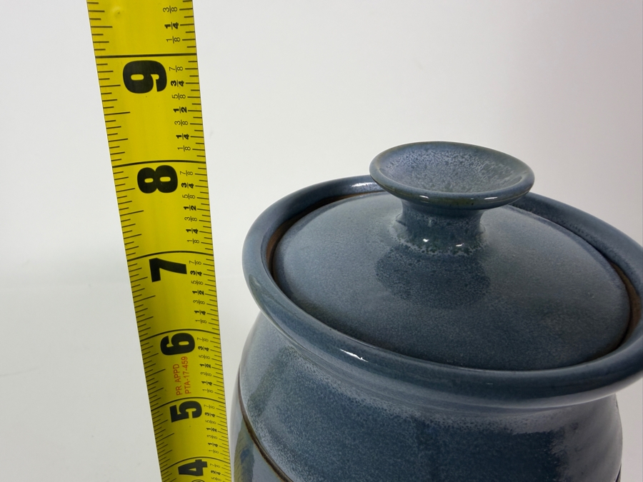 Vintage Nova Scotia Designer Crafts Council Master Artisan Carved Lidded Pottery Canister, 8'H [Photo 5]