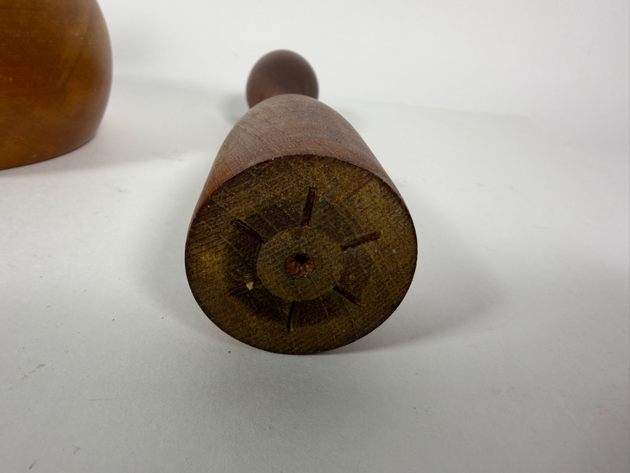 Vintage Mid Century Danish Modern New Zealand Rimu Wood Bowl And Candlestick Set 3.5' - 8'H [Photo 4]