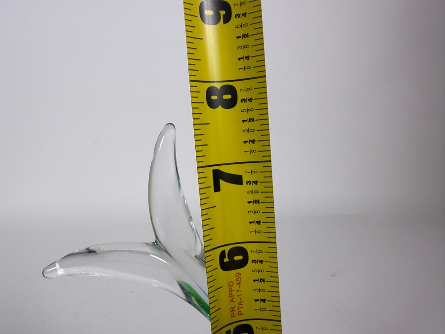 Vintage Murano Italy Art Glass Dolphin Figurine Green Blue Swirl Paperweight, 7.5'H [Photo 6]