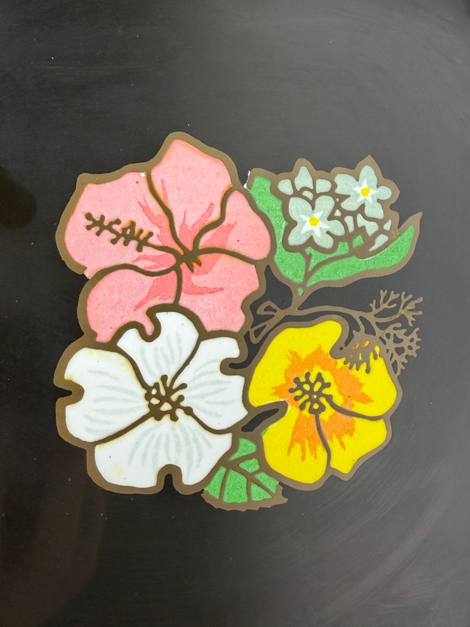 Vintage Couroc Of Monterey Western Airlines Inlaid Floral Phenolic Resin Tray, 8.5'W [Photo 2]