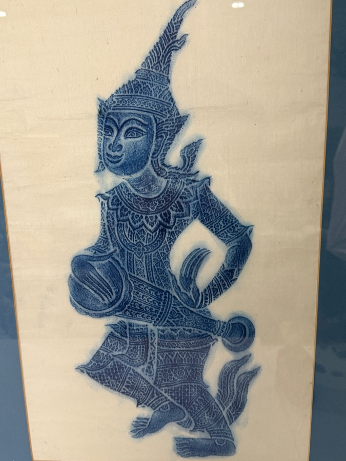 Pair Of Vintage Framed Thai Temple Rubbings 16 X 23 [Photo 3]