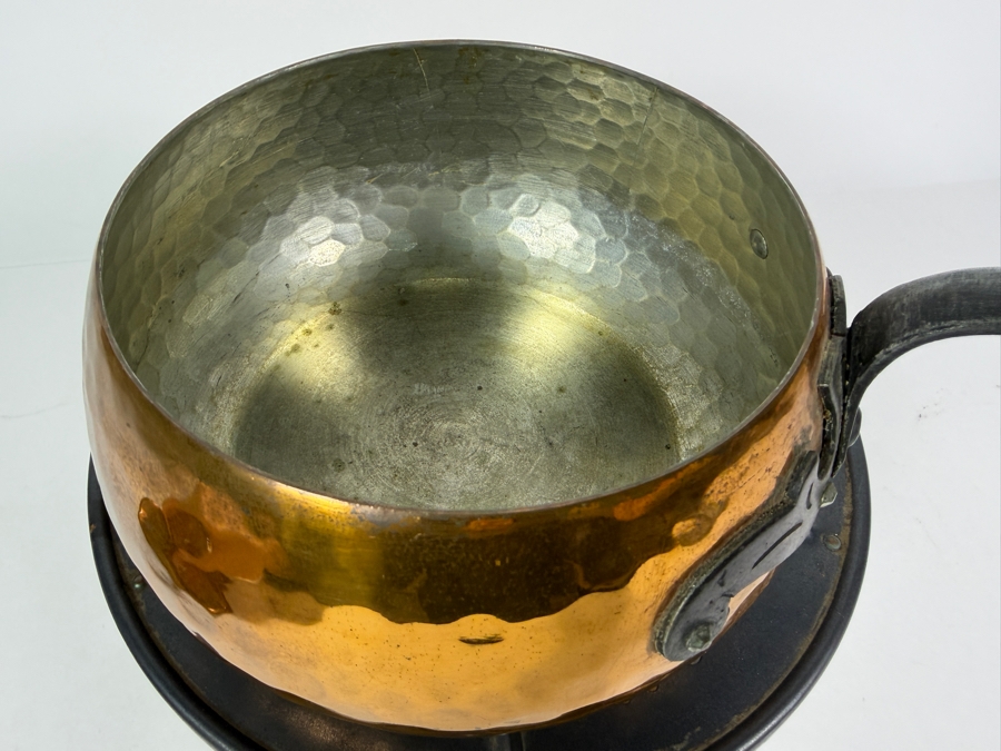 Vintage Stockli Netstal Swiss Hammered Copper Fondue Set With Stand And Burner 9'H [Photo 5]