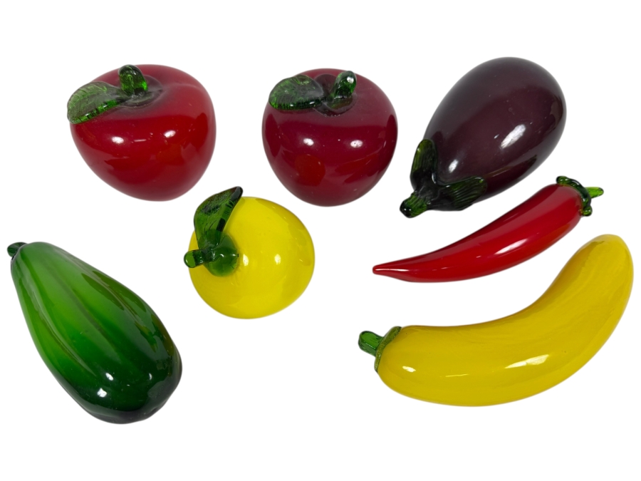 Vintage Murano Glass Style Hand Blown Fruits And Vegetables