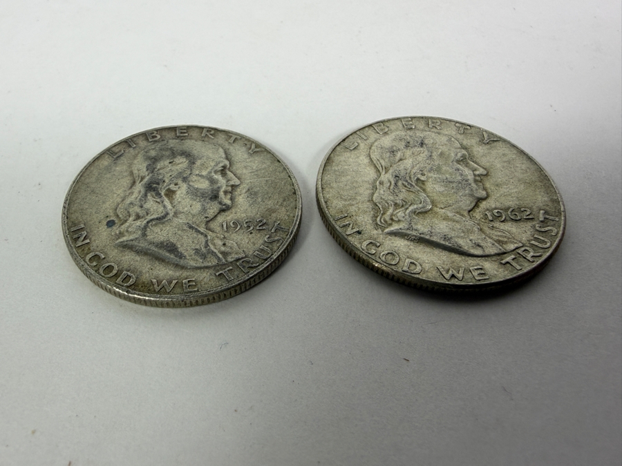 1952-D & 1962-D United States Benjamin Franklin Silver Half Dollars [Photo 3]