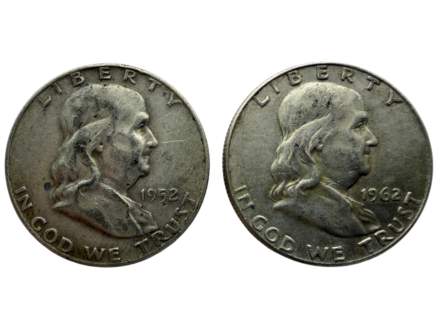 1952-D & 1962-D United States Benjamin Franklin Silver Half Dollars