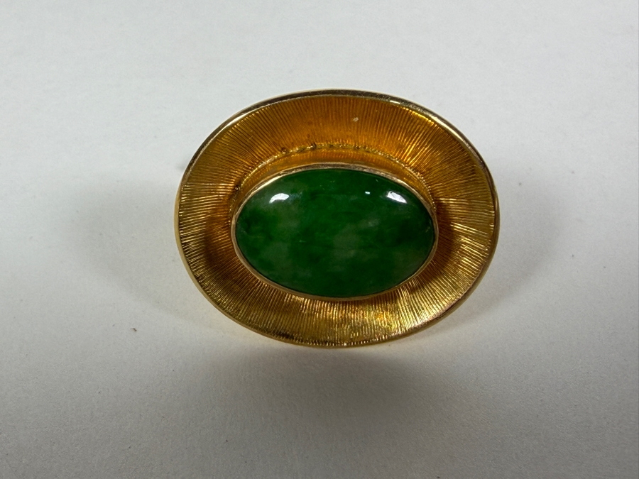14k Gold Green Jade Stone Cufflinks 10.0g [Photo 8]