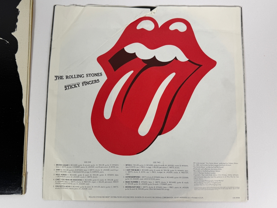 The Rolling Stones - Sticky Fingers, Rolling Stones Records, COC 59100 1971 Iconic Andy Warhol Designed Zipper Cover Vinyl Record In Great Condition [Photo 5]