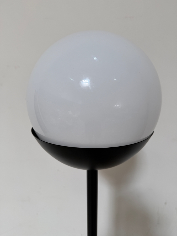 Elegant Lighting Eclipse Mid-Century Modern Style One Light Floor Lamp, White Glass Spherical Globe Shade With Matte Black Base Cap On Circular Flat White Marble Disc Stand, 60'H redo whiteout  [Photo 4]
