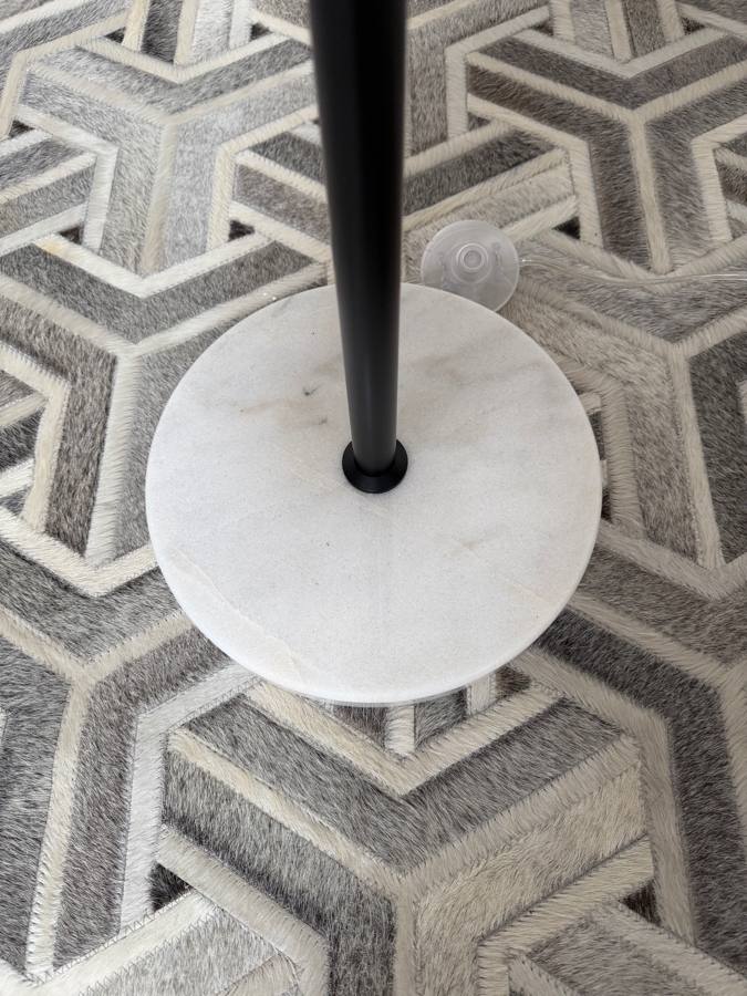 Elegant Lighting Eclipse Mid-Century Modern Style One Light Floor Lamp, White Glass Spherical Globe Shade With Matte Black Base Cap On Circular Flat White Marble Disc Stand, 60'H redo whiteout  [Photo 5]