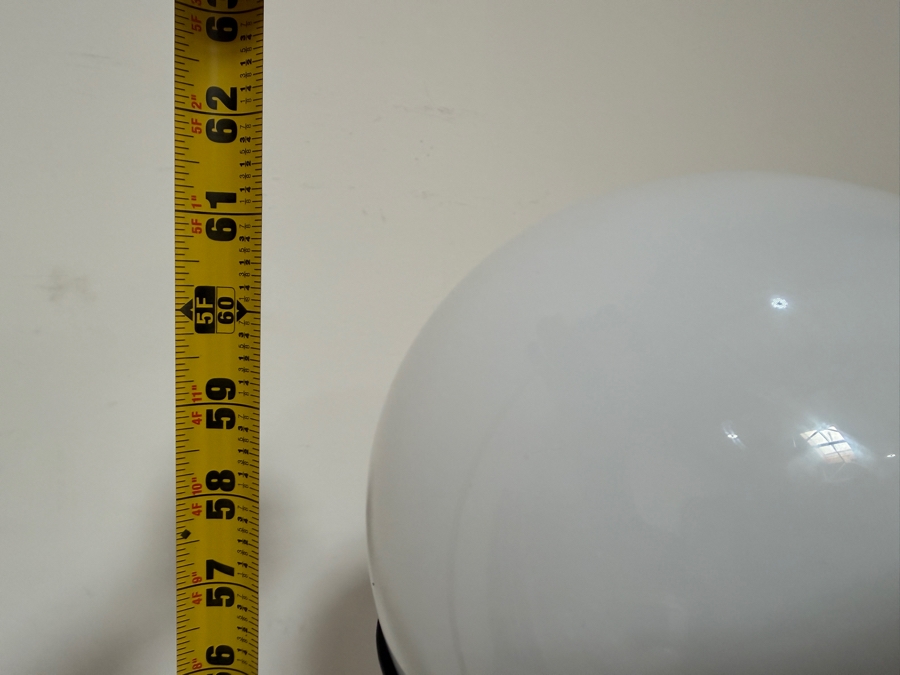 Elegant Lighting Eclipse Mid-Century Modern Style One Light Floor Lamp, White Glass Spherical Globe Shade With Matte Black Base Cap On Circular Flat White Marble Disc Stand, 60'H redo whiteout  [Photo 6]