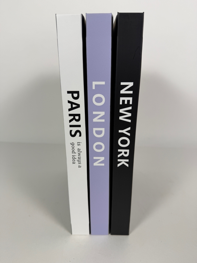 Modern City Theme Decorative Faux Books Stacking Set, Paris London New York 10.5'H [Photo 2]