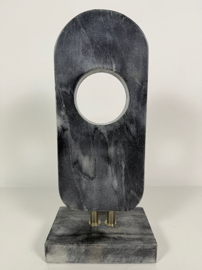 Sagebrook Home Dark Charcoal Grey Marble Arched Cutout Tabletop Sculpture, Contemporary Abstract Stone Art On Matching Pedestal Base, 13.5'H [Photo 2]