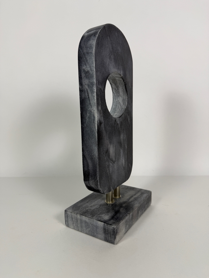 Sagebrook Home Dark Charcoal Grey Marble Arched Cutout Tabletop Sculpture, Contemporary Abstract Stone Art On Matching Pedestal Base, 13.5'H [Photo 3]