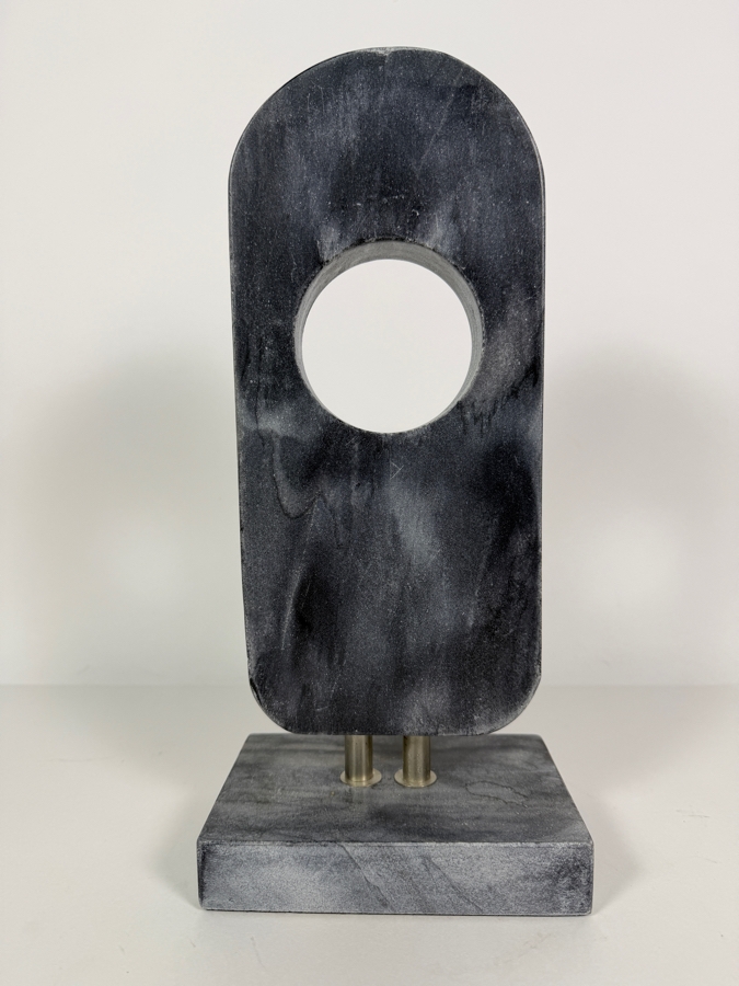 Sagebrook Home Dark Charcoal Grey Marble Arched Cutout Tabletop Sculpture, Contemporary Abstract Stone Art On Matching Pedestal Base, 13.5'H [Photo 4]