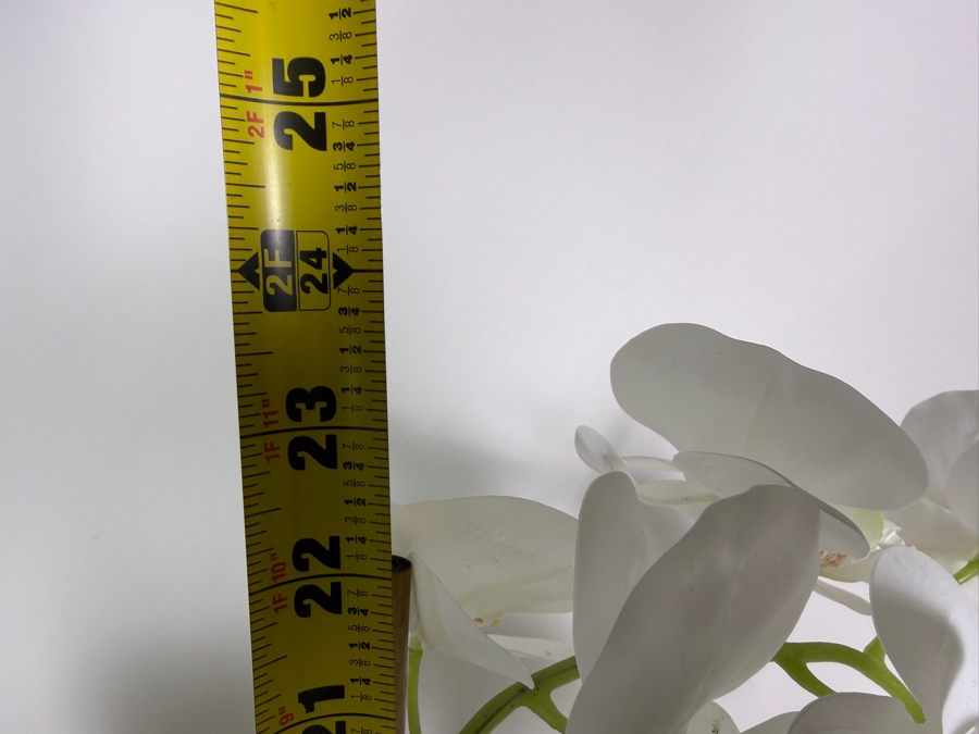 Artificial White Phalaenopsis Orchid Arrangement, Faux Silk Floral Display In White Ceramic Boat Vase, 24'H [Photo 8]