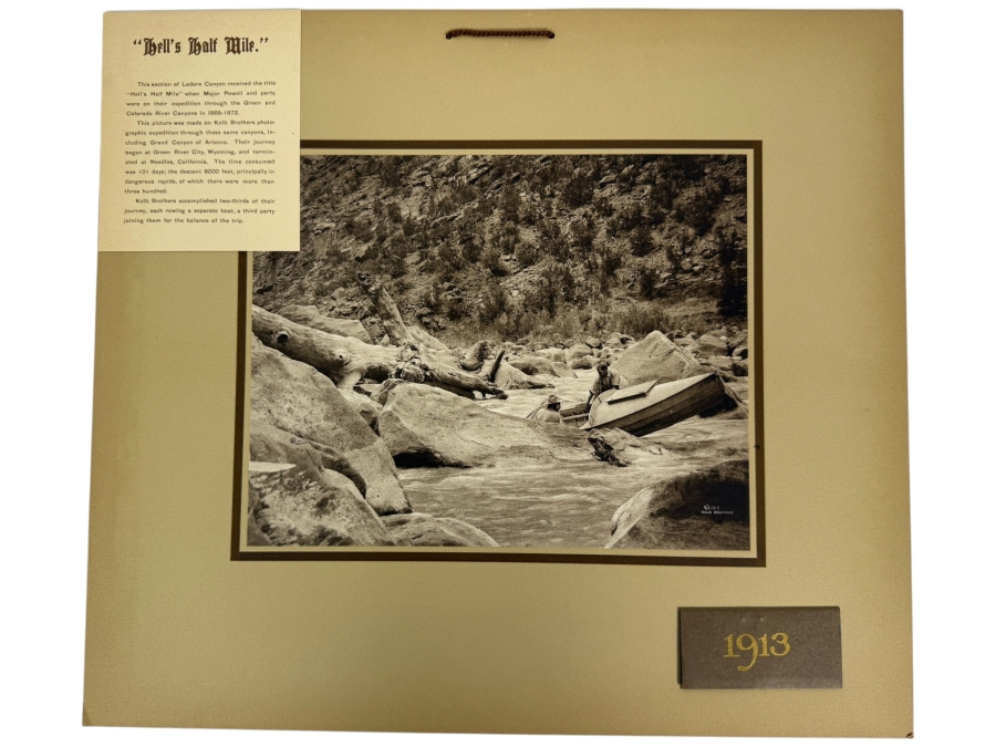 Kolb Brothers Hell's Half Mile 1913 Grand Canyon Expedition Vintage Sepia Photograph, Historic Colorado River Boat Print Hanging Calendar
