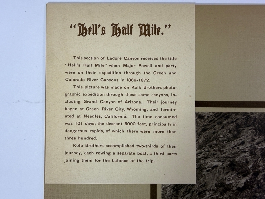 Kolb Brothers Hell's Half Mile 1913 Grand Canyon Expedition Vintage Sepia Photograph, Historic Colorado River Boat Print Hanging Calendar [Photo 6]