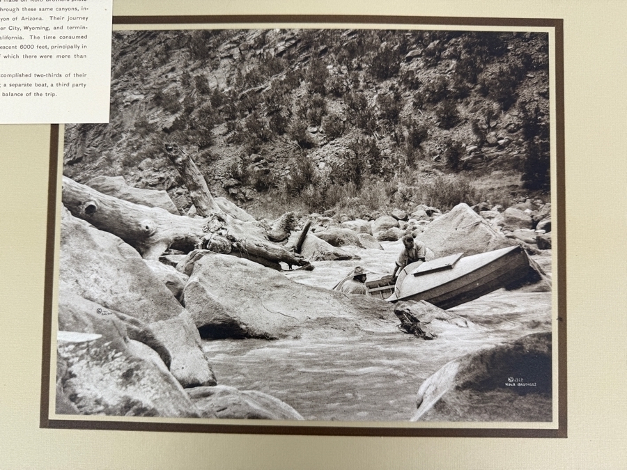 Kolb Brothers Hell's Half Mile 1913 Grand Canyon Expedition Vintage Sepia Photograph, Historic Colorado River Boat Print Hanging Calendar [Photo 2]