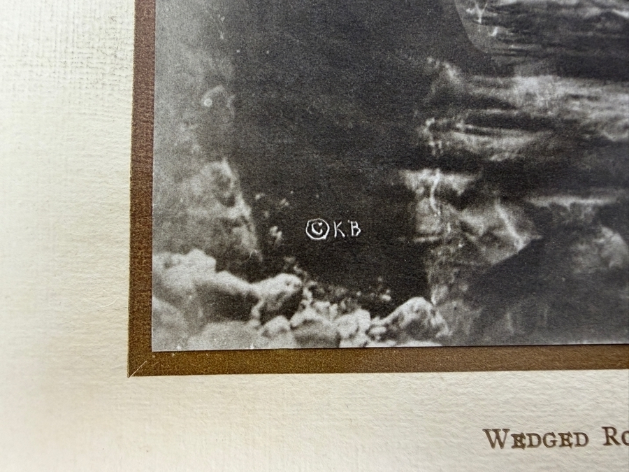 Kolb Brothers Wedged Rock In Shinumo Canyon Antique Sepia Photograph, Grand Canyon National Park Historic Matted Landscape Art Print, 8' X 10' [Photo 5]