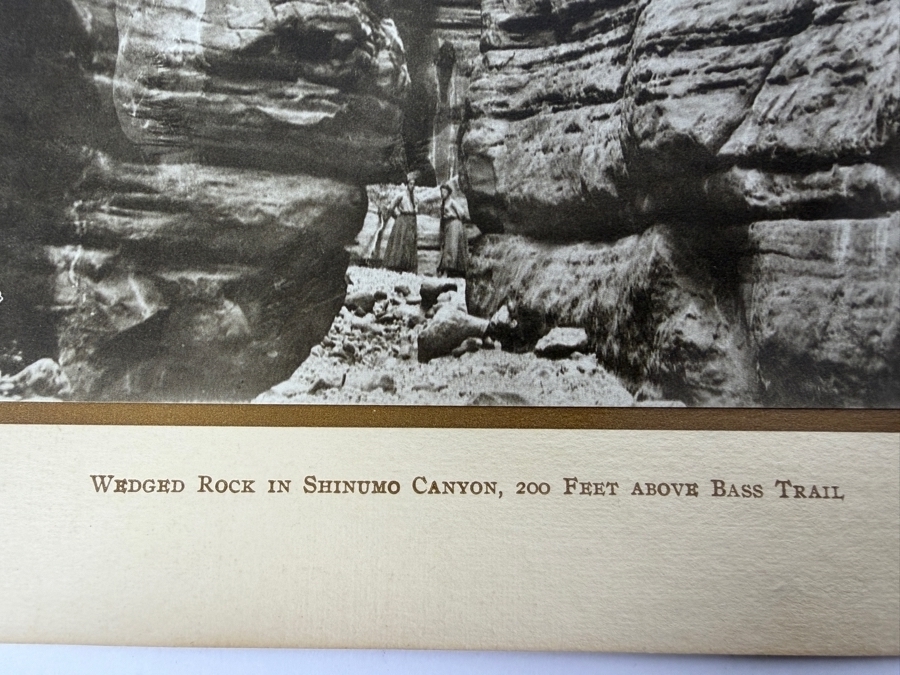 Kolb Brothers Wedged Rock In Shinumo Canyon Antique Sepia Photograph, Grand Canyon National Park Historic Matted Landscape Art Print, 8' X 10' [Photo 6]
